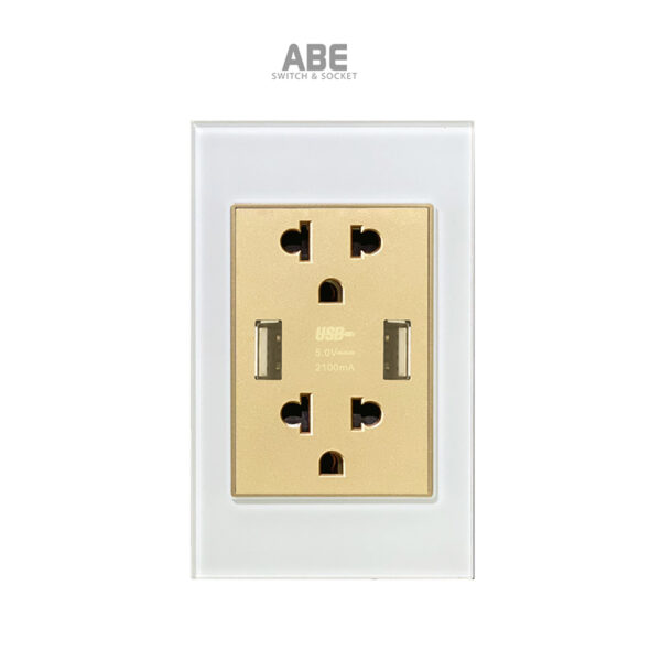 Ổ cắm USB đôi Kính trắng