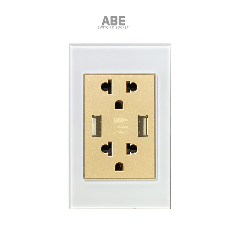 Ổ cắm USB đôi Kính trắng