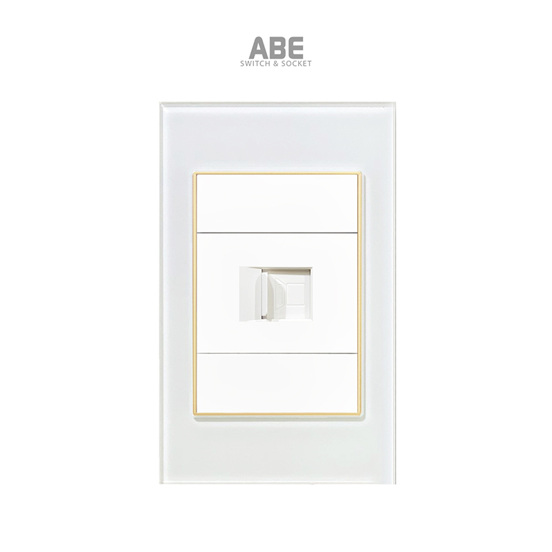 Ổ cắm mạng kính cường lực Crystal trắng ABE