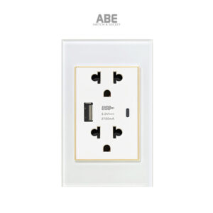 Ổ cắm đôi 3 chấu kèm USB Type C kính Crystal