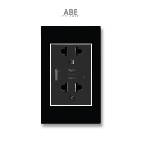 Ổ cắm đa năng kèm usb type c Crystal Black
