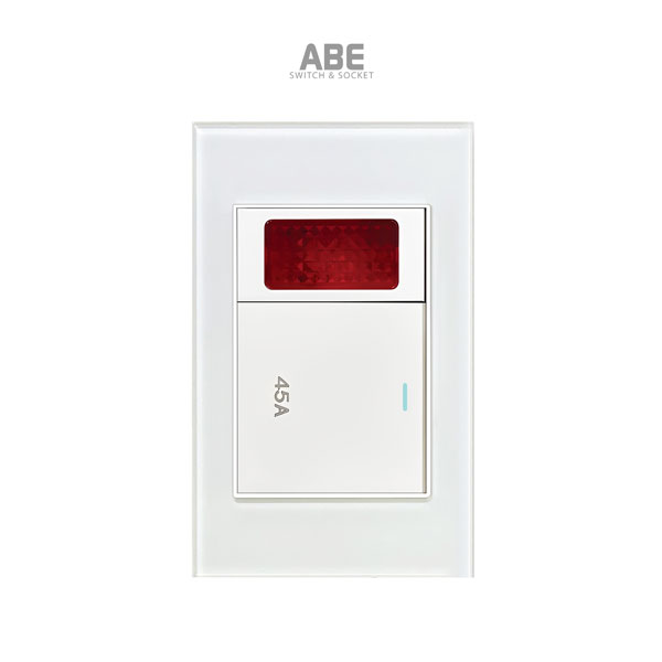 Công tắc 45A Crystal chữ nhật trắng viền bạc ABE