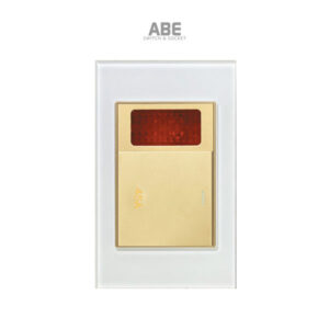 Công tắc 45A Crystal chữ nhật trắng viền vàng ABE