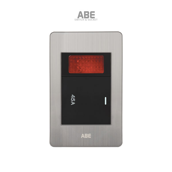 Công tắc 45A Satin B bạc hạt đen kèm đèn báo ABE