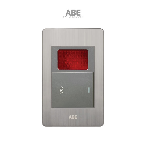 Công tắc 45A Satin B bạc hạt xám kèm đèn báo ABE