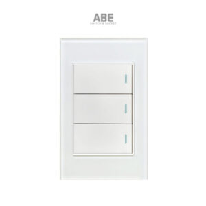 Công tắc ba Crystal chữ nhật trắng viền bạc ABE