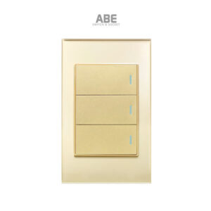 Công tắc ba Crystal chữ nhật vàng viền vàng ABE
