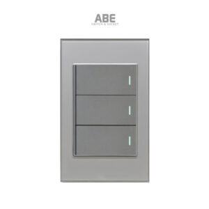 Công tắc ba Crystal chữ nhật xám viền xám ABE