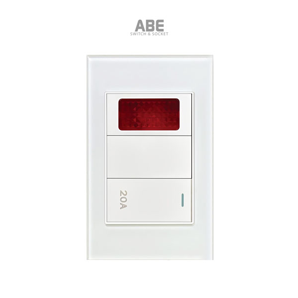 Công tắc bình nóng lạnh Crystal chữ nhật trắng viền bạc ABE