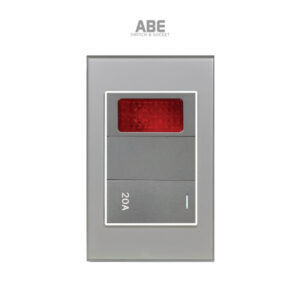 Công tắc bình nóng lạnh Crystal chữ nhật xám viền bạc ABE