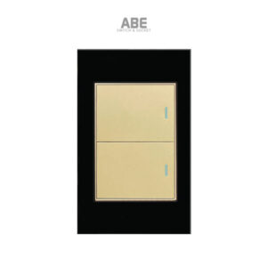 Công tắc đôi Crystal chữ nhật đen viền vàng ABE