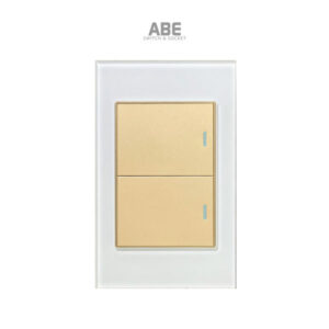 Công tắc đôi Crystal chữ nhật trắng viền vàng ABE