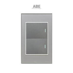 Công tắc đôi Crystal chữ nhật xám viền bạc ABE