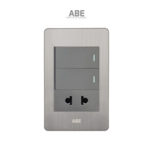 Công tắc kèm ổ cắm Satin B bạc hạt xám ABE