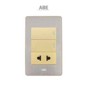 Công tắc kèm ổ cắm Satin B vàng hạt vàng ABE
