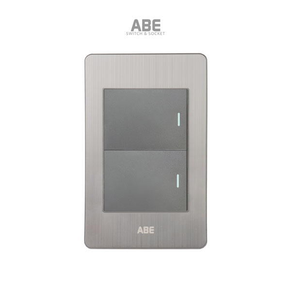 Công tắc đôi Satin B bạc hạt xám ABE