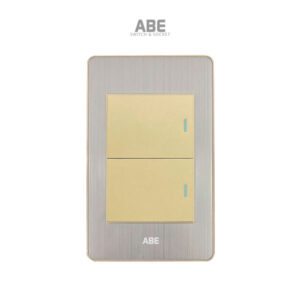 Công tắc đôi Satin B vàng hạt vàng ABE