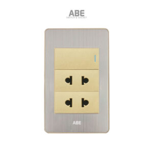 Công tắc đơn kèm ổ cắm đôi Satin B vàng hạt vàng ABE