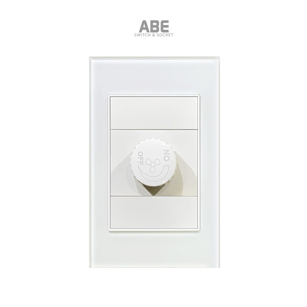 Dimmer quạt Crystal chữ nhật trắng viền bạc ABE