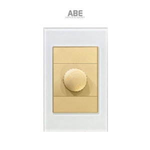 Dimmer quạt Crystal chữ nhật trắng viền vàng ABE