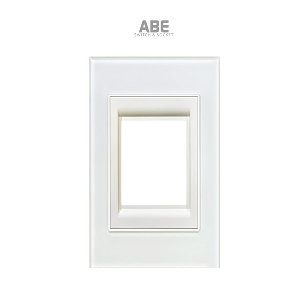 Mặt chứa 2 CB Crystal chữ nhật trắng viền bạc ABE