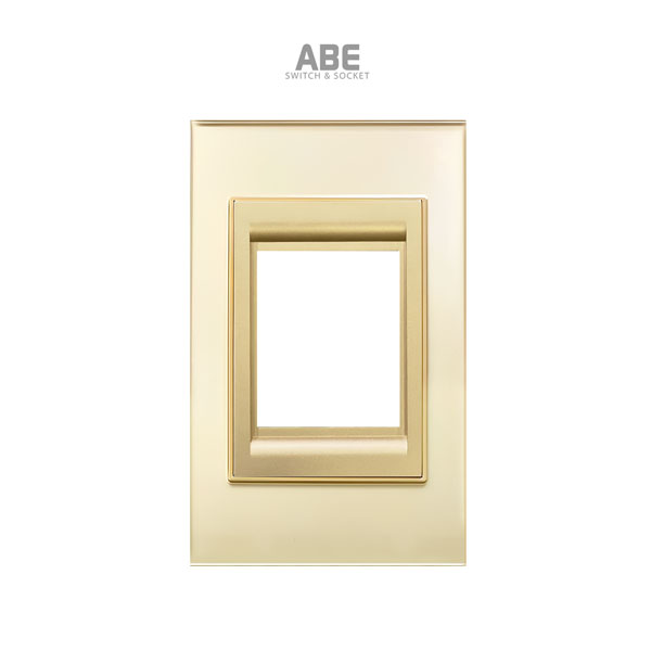 Mặt chứa 2 CB Crystal chữ nhật vàng viền vàng ABE