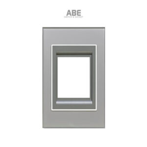 Mặt chứa 2 CB Crystal chữ nhật xám viền bạc ABE
