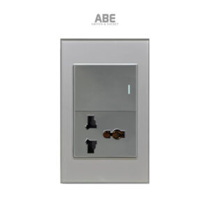 Ổ cắm đa năng Crystal xám viền xám kèm công tắc ABE