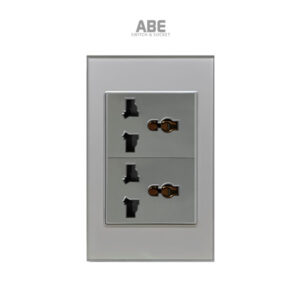Ổ cắm đôi đa năng chữ nhật xám viền xám ABE