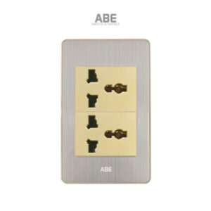 Ổ cắm đôi đa năng Satin B vàng hạt vàng ABE
