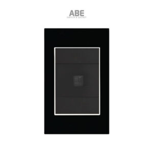 Ổ cắm mạng Crystal chữ nhật đen viền bạc ABE