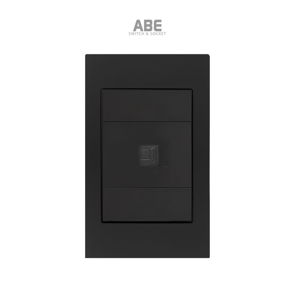 Ổ cắm mạng Crystal chữ nhật đen viền đen ABE