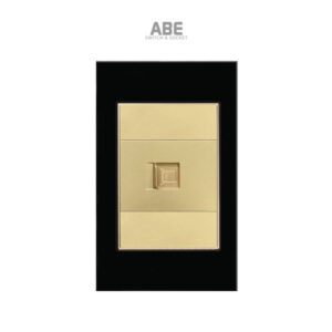 Ổ cắm mạng Crystal chữ nhật đen viền vàng ABE