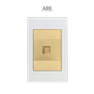 Ổ cắm mạng Crystal chữ nhật trắng viền vàng ABE