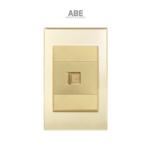 Ổ cắm mạng Crystal chữ nhật vàng viền vàng ABE