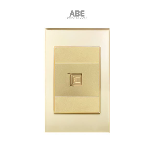 Ổ cắm mạng Crystal chữ nhật vàng viền vàng ABE