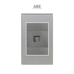 Ổ cắm mạng Crystal chữ nhật xám viền bạc ABE