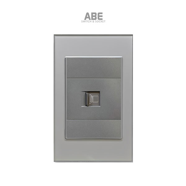 Ổ cắm mạng Crystal chữ nhật xám viền xám ABE