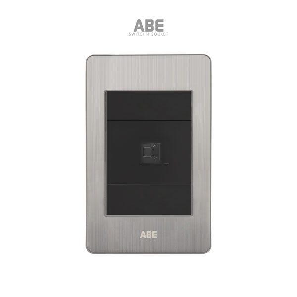 Ổ cắm Mạng Satin B bạc hạt đen ABE