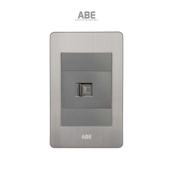 Ổ cắm Mạng Satin B bạc hạt xám ABE