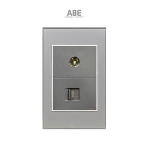 Ổ cắm TV Mạng Crystal chữ nhật xám viền bạc ABE