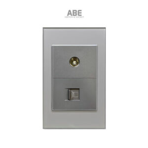 Ổ cắm TV Mạng Crystal chữ nhật xám viền xám ABE