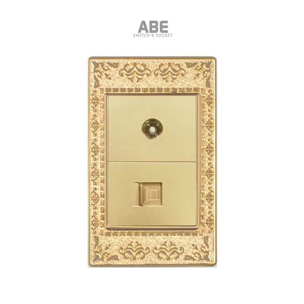 Ổ cắm TV mạng Lace vàng hợp kim kẽm chữ nhật ABE
