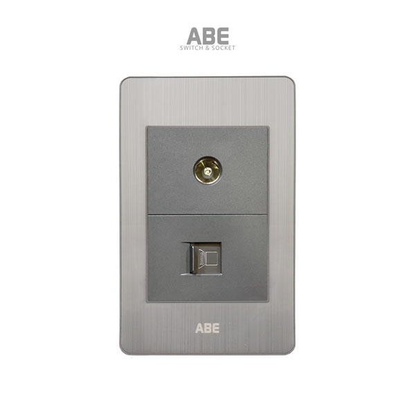 Ổ cắm TV Mạng Satin B bạc hạt xám ABE