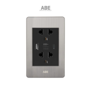 Ổ Cắm Kèm Cổng USB Type C Satin B Chữ Nhật ABE (B1-USB)