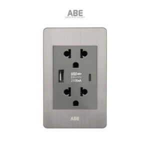 Ổ Cắm Kèm Cổng USB Type C Satin B Chữ Nhật ABE (B1-USB)