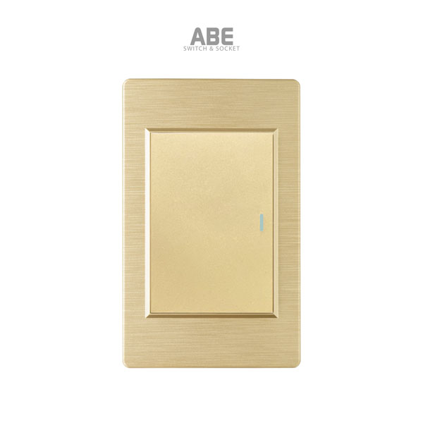 Công tắc đơn nhựa xước vàng hạt vàng chữ nhật ABE
