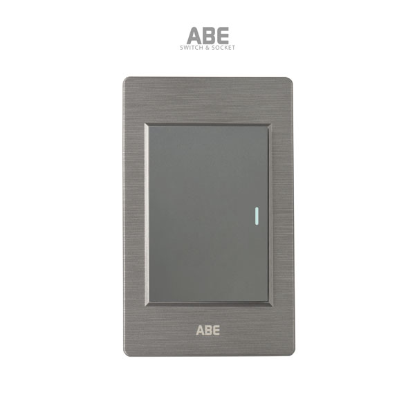 Công tắc đơn nhựa xước xám hạt xám chữ nhật ABE