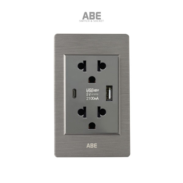 Ổ cắm USB Type C Nhựa xước xám hạt xám ABE