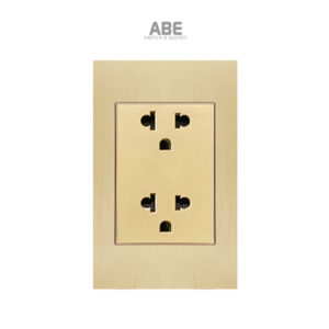 Ổ cắm đôi 3 chấu Titan X vàng hạt vàng ABE